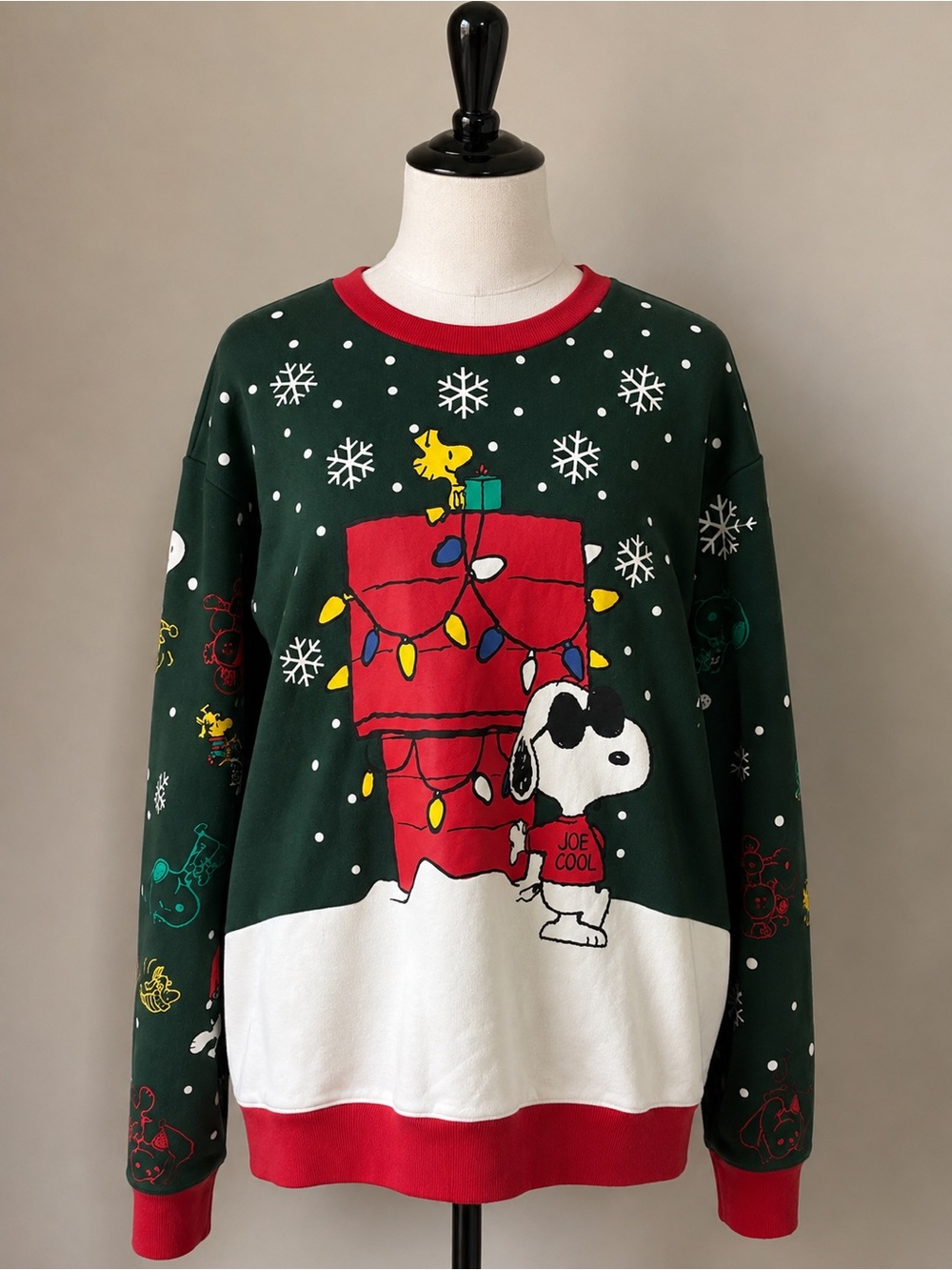 Snoopy Joe Cool Christmas Sweatshirt Peanuts Green XXL